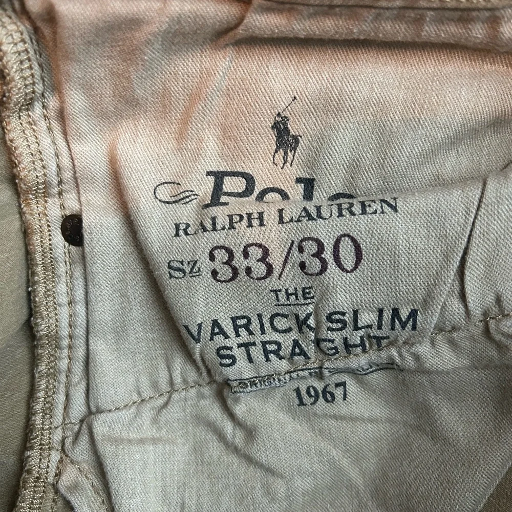 Polo Ralph Lauren Men’s Varick Slim Straight‎ Jeans – Khaki Tan Denim Size 33x30